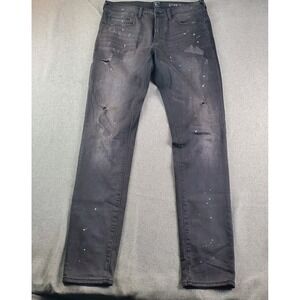 Prps Paint Splatter Jeans Mens 33 Charcoal Denim Distressed Faded Straight